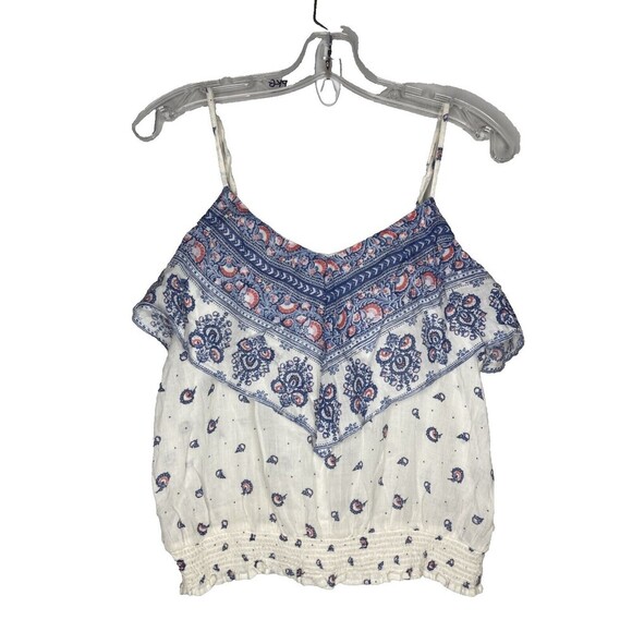 American Eagle Outfitters Tank Women Medium Ruffle Tier Smocked Waist Adj Straps - Picture 4 of 5